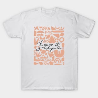 Trendy abstract geometric shapes. Fashion typography "Keep it simple". T-Shirt